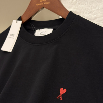 Ami Paris Logo Appliquéd %100 Cotton Tshirt Siyah