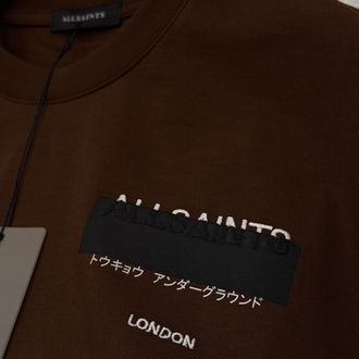 All Saints Logo Appliquéd %100 Cotton Tshirt Kahverengi