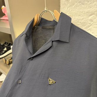 Prada Milano İthal Logo Appliquéd Shirt Gömlek Lacivert