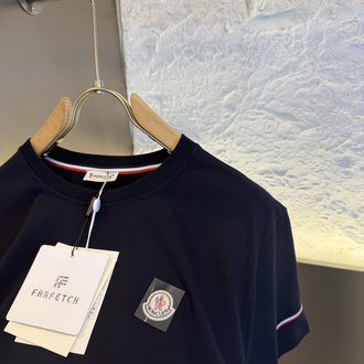 Moncler Logo Appliquéd %100 Cotton Tshirt Lacivert