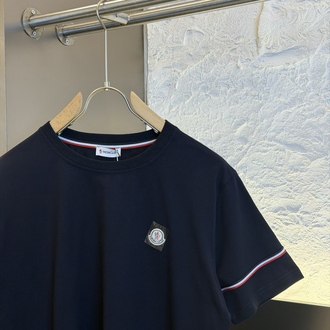 Moncler Logo Appliquéd %100 Cotton Tshirt Lacivert