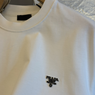 Prada Milano Logo Appliquéd %100 Cotton Tshirt