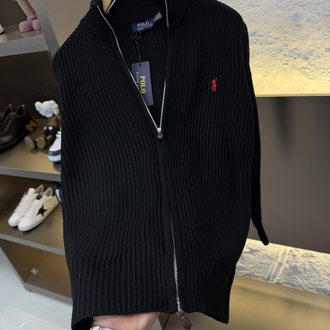 Ralph Lauren İthal Full Zip Örme Triko Hırka (Siyah)