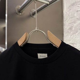 GANT Logo Appliquéd %100 Cotton Tshirt Siyah