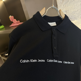 Calvin Klein Logo Appliquéd %100 Cotton Polo Tshirt Siyah