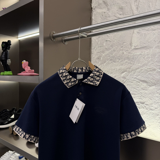 Christian Dior Logo Appliquéd %100 Cotton Polo Tshirt Lacivert