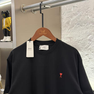 Ami Paris Logo Appliquéd %100 Cotton Tshirt Siyah