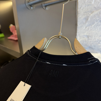 Ami Paris %100 Cotton Logo Appliquéd Tshirt