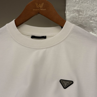 Prada Milano Logo Appliquéd %100 Cotton Tshirt