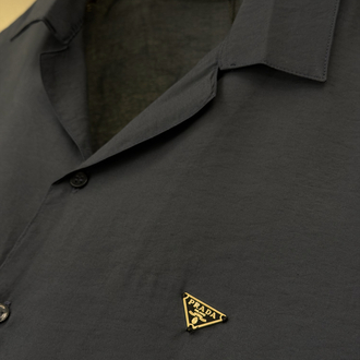 Prada Milano İthal Logo Appliquéd Shirt Gömlek Lacivert