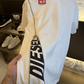Diesel Logo Appliquéd %100 Cotton Tshirt
