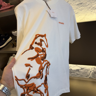 Hermès Paris Logo Appliquéd %100 Cotton Tshirt