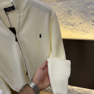 Ralph Lauren İthal Full Zip Örme Triko Hırka (Beyaz)
