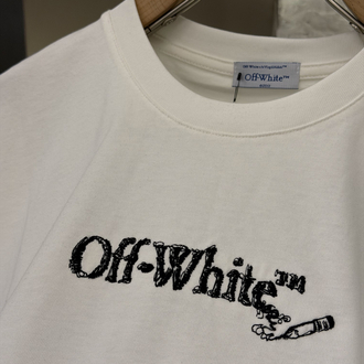 Off White Logo Appliquéd %100 Cotton Tshirt
