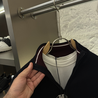 Fred Perry %100 Pamuk Full Zip Örme Triko (Siyah)