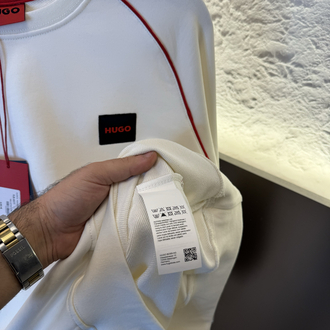 HUGO Logo Appliquéd %100 Cotton Sweatshirt