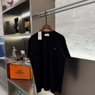 Ami Paris Logo Appliquéd %100 Cotton Tshirt Siyah
