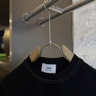 Ami Paris %100 Cotton Logo Appliquéd Tshirt