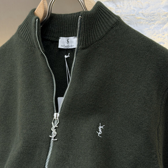 Yves Saint Laurent İthal Full Zip Kaşmir Hırka (Haki)