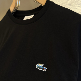 Timsah Logo Appliquéd %100 Cotton Tshirt Siyah