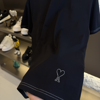 Ami Paris %100 Cotton Logo Appliquéd Tshirt