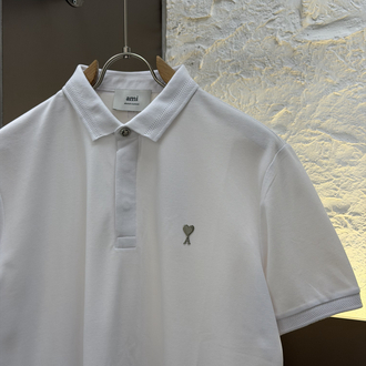 Ami Paris Logo Appliquéd %100 Cotton Polo Tshirt