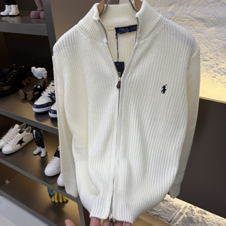 Ralph Lauren İthal Full Zip Örme Triko Hırka (Beyaz)