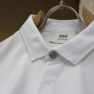 Ami Paris Logo Appliquéd %100 Cotton Polo Tshirt