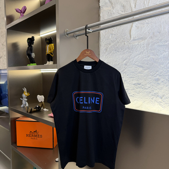CELINE Logo Appliquéd %100 Cotton Tshirt