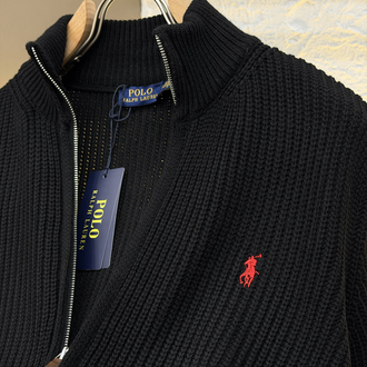 Ralph Lauren İthal Full Zip Örme Triko Hırka (Siyah)