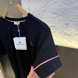 Moncler Logo Appliquéd %100 Cotton Tshirt Lacivert