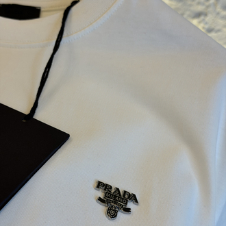 Prada Milano Logo Appliquéd %100 Cotton Tshirt