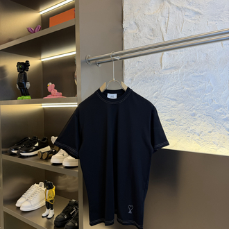 Ami Paris %100 Cotton Logo Appliquéd Tshirt