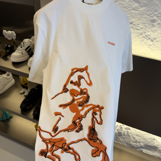 Hermès Paris Logo Appliquéd %100 Cotton Tshirt