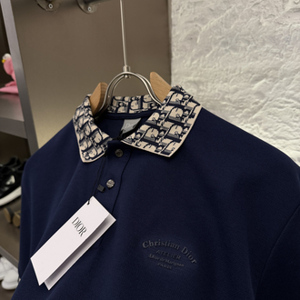 Christian Dior Logo Appliquéd %100 Cotton Polo Tshirt Lacivert