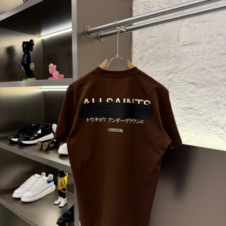 All Saints Logo Appliquéd %100 Cotton Tshirt Kahverengi