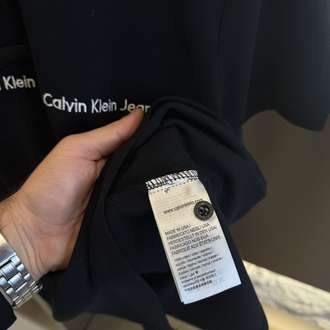 Calvin Klein Logo Appliquéd %100 Cotton Polo Tshirt Siyah