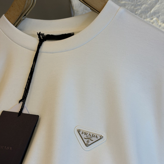 Prada Milano Logo Appliquéd %100 Cotton Tshirt