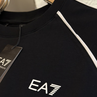 Emporio Armani Logo Appliquéd %100 Cotton Tshirt Siyah