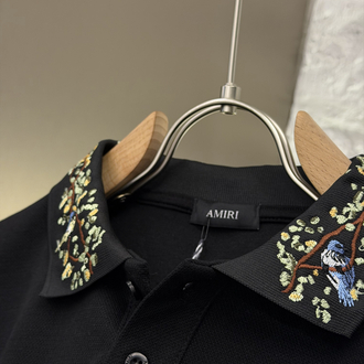 AMIRI Logo Appliquéd %100 Cotton Polo Tshirt