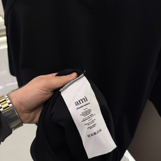 Ami Paris Logo Appliquéd %100 Cotton Tshirt Siyah