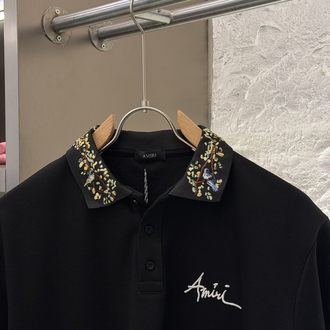 AMIRI Logo Appliquéd %100 Cotton Polo Tshirt