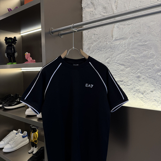 Emporio Armani Logo Appliquéd %100 Cotton Tshirt Siyah