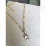 S.Steel - Çelik , Taşlı Model , Gold Zincir Kolye