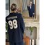 Baskılı blazer ceket lacivert 
