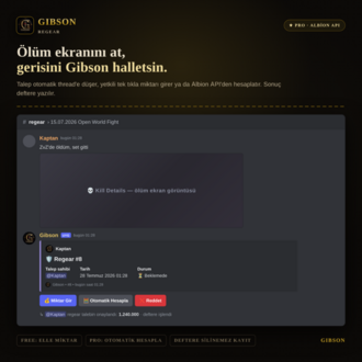 Gibson - Albion Online Guild Yönetim Botu | Pro Lisans