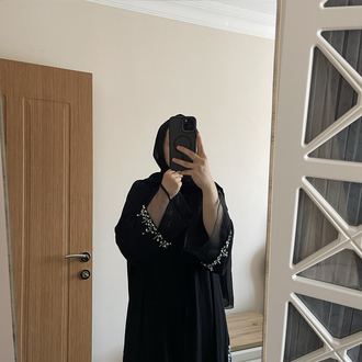 Tül detaylı abaya