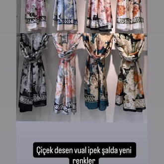 Vual ipek çiçek desen şal