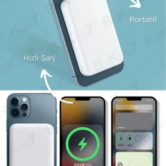 5.000 Mah Magsafe Powerbank Iphone Uyumlu Kablosuz Taşınabilir Magsafe Şarj Alet 500 TL