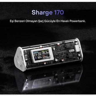 Sharge 170W - Yüksek Güçlü ve Şeffaf Tasarımlı Gan Powerbank - Gri
